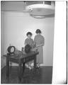 Home Economics students using a sanding machine, January 1954