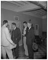 Vice-President Richard Nixon speaking to the media during a visit to OSC, October 26, 1954