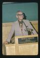 Wilbur Cooney speaking at Agriculture faculty meeting, Oregon State University, Corvallis, Oregon, September 1974