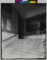 Interior stairwell in Lincoln High School, Portland. Statue of Lincoln above stairwell landing. (recto)