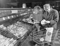 Berg's Supermarket, Salem, couple at meat counter