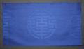 Blue tribute silk of royal blue silk damask with large Chinese character (Wan Shou) in a medallion