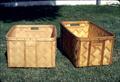 Two laundry baskets. 15.5 x 17.5 x 9.5 inches, (also used to carry a baby.) Made 1977. Unshellacked