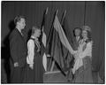 Students from Baltic States participate in presentation of Baltic flags to Memorial Union, April 28, 1951