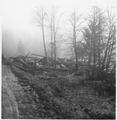 View of a large debris pile from a slide at an unknown location.