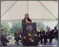 April Waddy speaking at the Valley Library groundbreaking ceremony