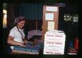 Jennifer Shay packing blueberries at Blueberry Meadows, Corvallis, Oregon, circa 1973