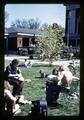 Students playing drums in Memorial Union Quad, Oregon State University, Corvallis, Oregon, circa 1970