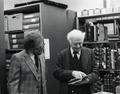 Linus Pauling with OSU Archivist Rolf Swensen in the Archives office
