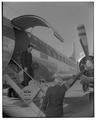 Vice-President Richard Nixon deplaning at the Corvallis airport, October 26, 1954