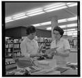 Jean Saubert, OSU student and Olympic skiing medalist, at the OSU Bookstore, July 1964