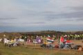 Dakota Access Pipeline protest parking area and flags