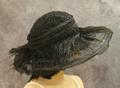 Picture Hat of black tulle and straw embellished with ostrich feathers and bugle beads