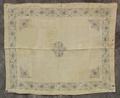 Tray Cover of off-white linen with single line embroidery in a blue floral design