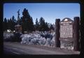 Fort Rock sign and old windmill, Fort Rock, Oregon, 1970