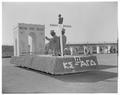 Sweepstakes float done by Kappa Sigma and Alpha Gamma Delta, Homecoming, November 9, 1957