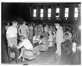 Registration and speech aptitude test being given to freshmen, Fall 1953-1954