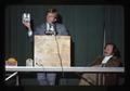 Pet Rock promoter holding Instant Replay stamp box, Corvallis, Oregon, 1977