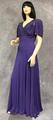 Evening gown of purple rayon crepe with crescent empire waistline