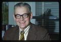 Wilbur Cooney smiling at desk, Oregon State University, Corvallis, Oregon, 1975