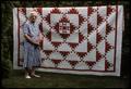 Mrs. Olive Garber with Delectable Mountain pattern quilt, 86 x 105 inches, made 1976