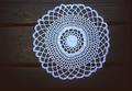 10 inch white doily made by Mrs. E ~1950's in Myrtle Point