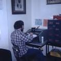 Student using microfilm camera