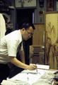 Wing K. Leong doing sumi painting in his studio