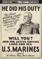 He Did His Duty, Will You? U.S. Marines (Bend, Oregon), 1914-1918 [of009] [004a] (recto)