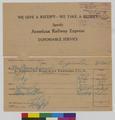 Receipt  and copy for Gertrude Bass Warner from the American Railway Express Company