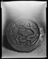 Fragment of Circular Eaves-End Roof Tile with Decoration of Dragon and Flaming Jewel