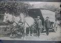 Two young men in front of wagon, "Wm. Gadsby & Sons, House Furnishers"
