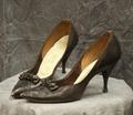 Stiletto Pumps of dark brown leather with pointed toe