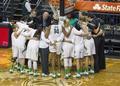 Basketball huddle, 2015