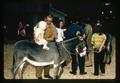 Child riding donkey at Oregon State Fair, Salem, Oregon, circa 1970