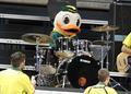 Duck mascot on drums, 2012