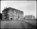 Building on campus of Columbia University, Portland. Walkway in foreground.