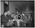 President Strand with international student Emile Sadaka (to Strand's right) and others