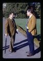 Fred Burgess and Jack Davis conversing in the Memorial Union quad, Oregon State University, Corvallis, Oregon, circa 1972