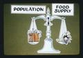 Population vs Food Supply scales presentation slide, 1975