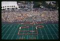 Oregon State University marching band in musical note formation, Parker Stadium, Corvallis, Oregon, circa 1970