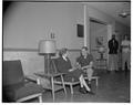 Posing in the lounge of Heckart Lodge, September 1954