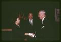 Chih Wang and wife [?] greeting President Jensen, Oregon State University, Corvallis, Oregon, circa 1965